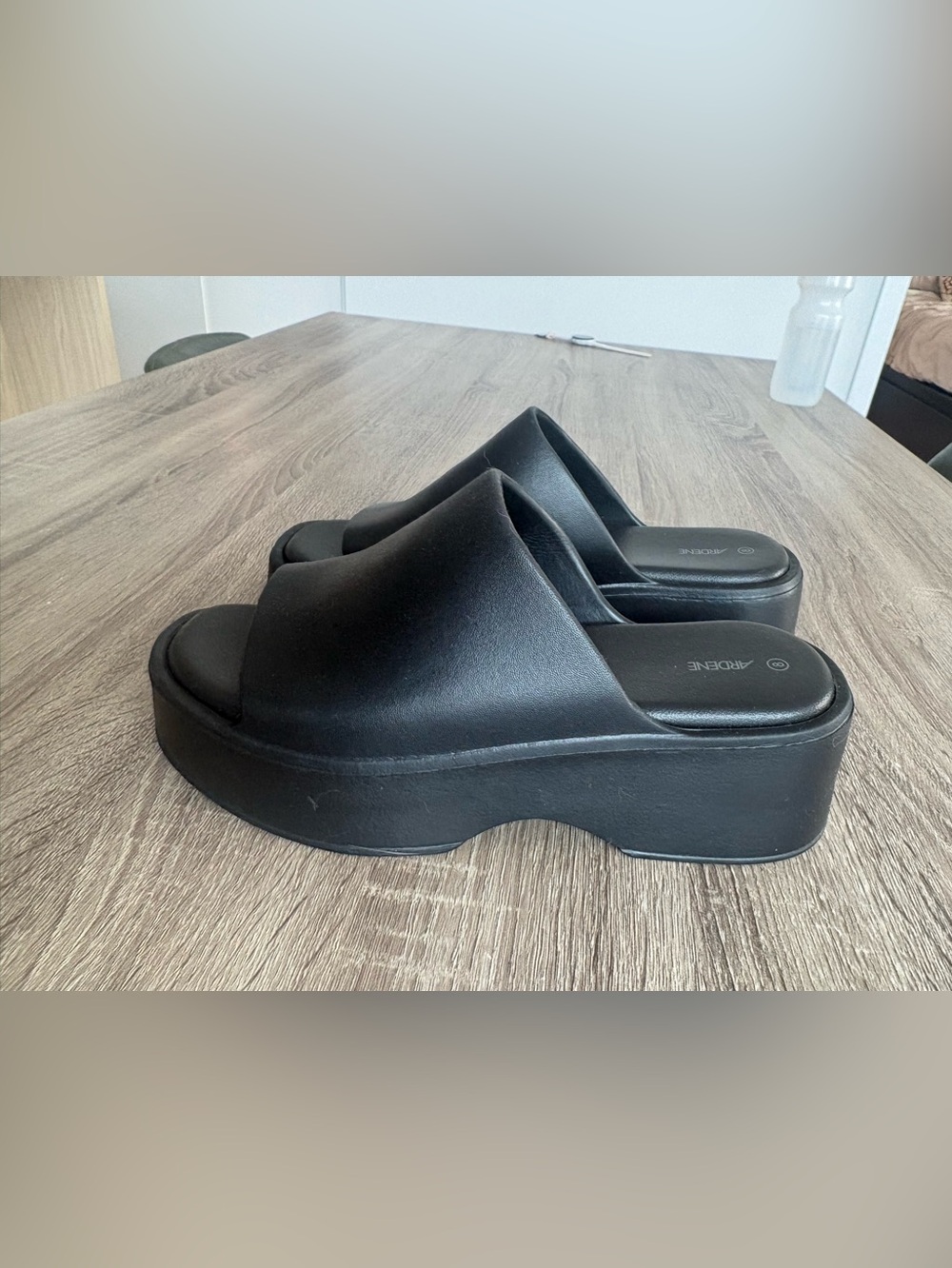 Black Platform Slide Sandals